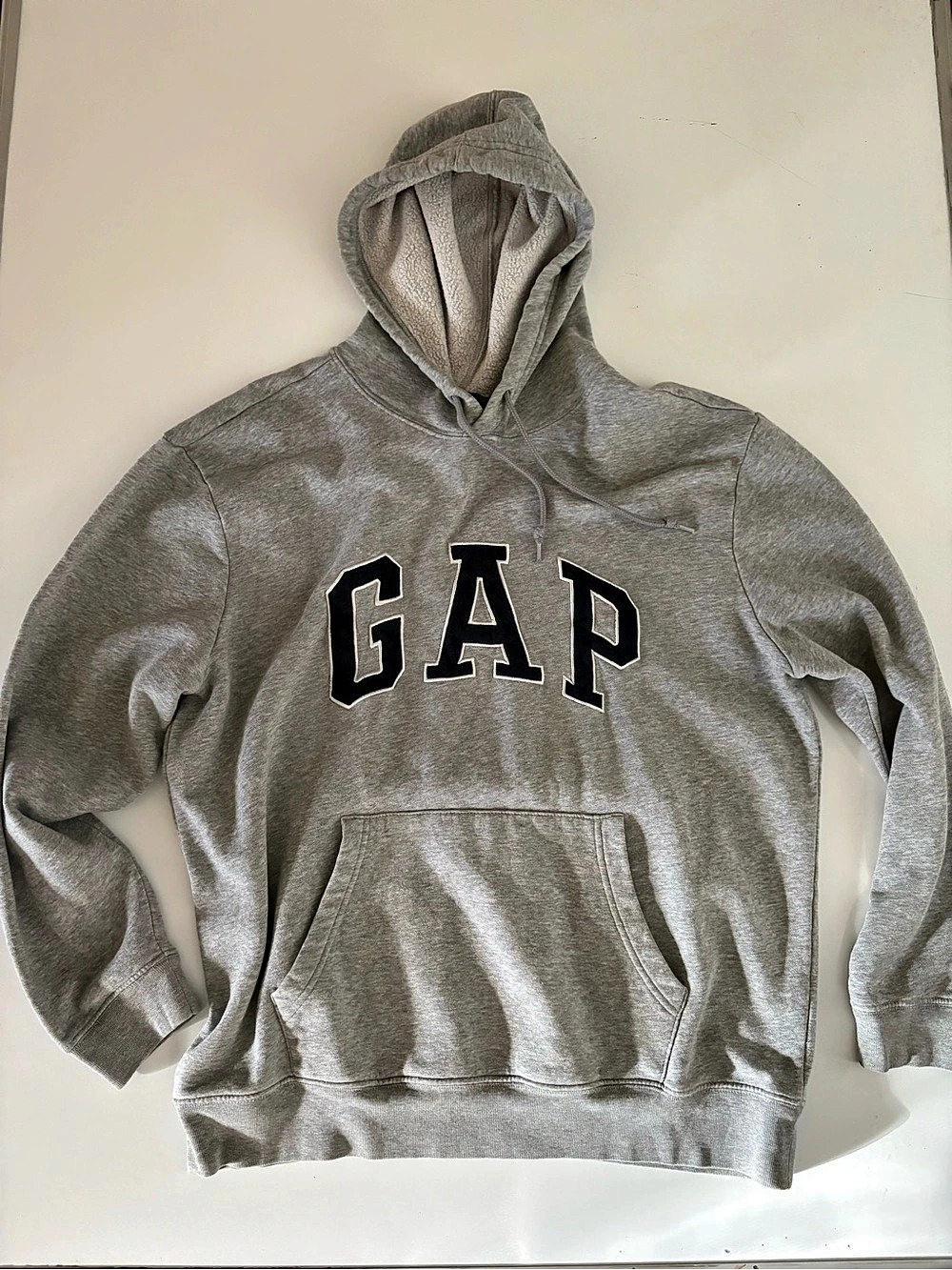 Gap Arch Logo Fleece Pullover Hoodie Gray Large